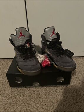 Off-White x Nike Black and Red Sneaker with Zip Tie